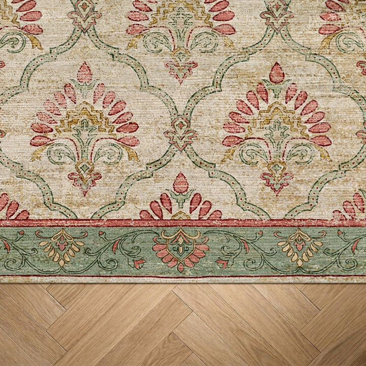 Vintage vloerkleed - Sage Grid Groen - 4
