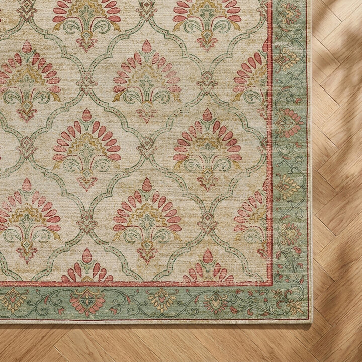 Vintage vloerkleed - Sage Grid Groen - 3