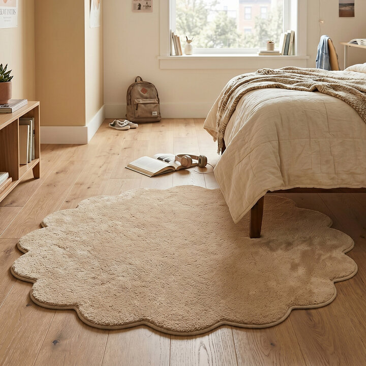 Rond wasbaar vloerkleed - Puck Bruin
