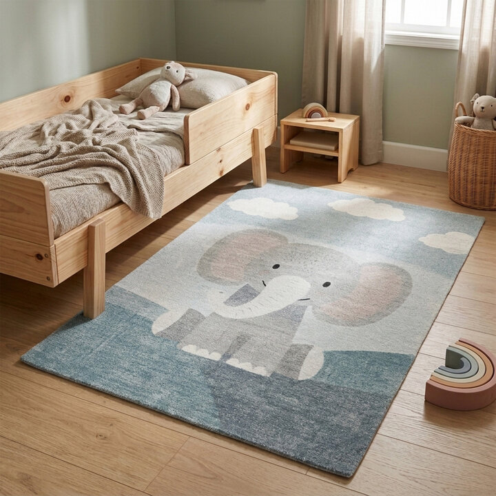 Kinderkamer vloerkleed - Balou Olifant Grijs