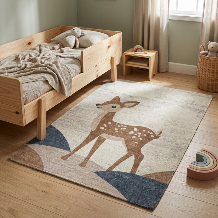 Kinderkamer vloerkleed - Balou Hert Bruin
