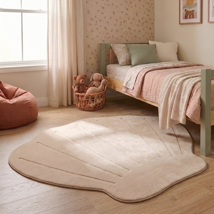 Wasbaar kindervloerkleed - Coco Schelp Beige