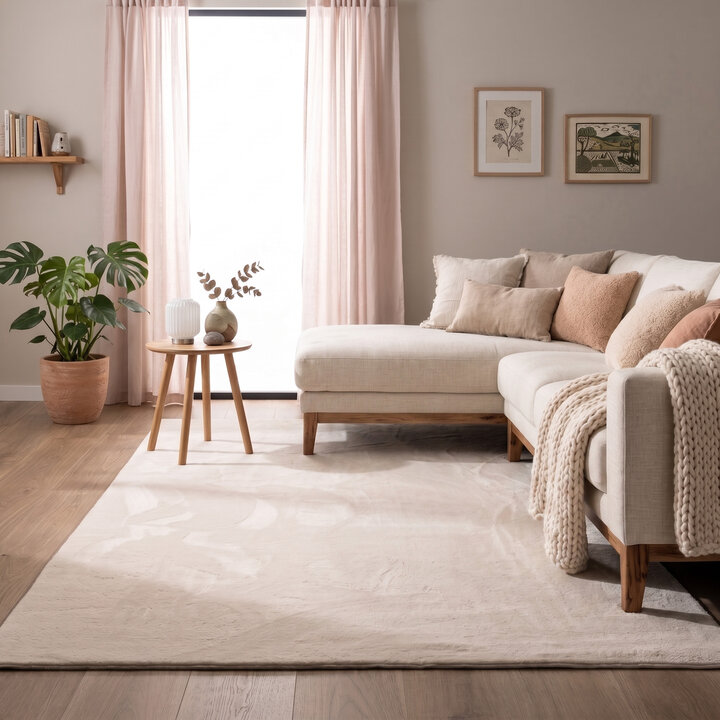 Zacht laagpolig vloerkleed - Cozy Creme