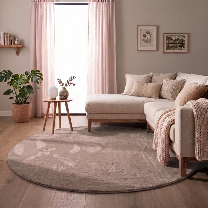 Rond laagpolig vloerkleed - Cozy Taupe 