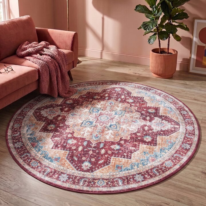 Rond Vintage vloerkleed - Azara Rood