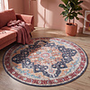 Rond Vintage vloerkleed - Azara Blauw/Rood - thumbnail