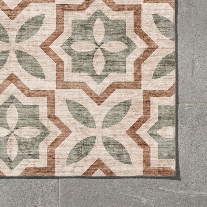 Geometrisch buitenkleed - Mosaic Medina Groen - 3