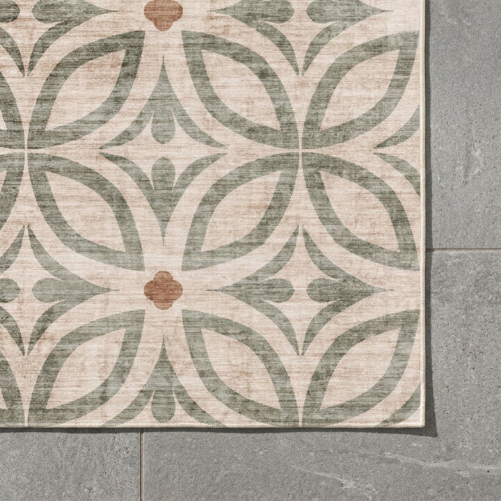 Geometrisch buitenkleed - Mosaic Petal Groen - 3