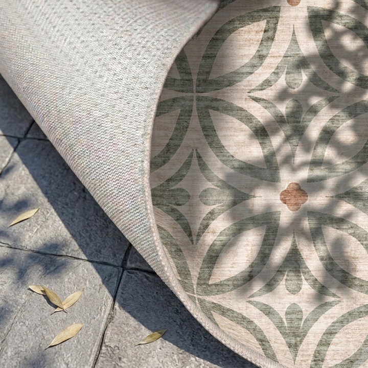 Geometrisch buitenkleed - Mosaic Petal Groen - 4