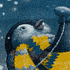 Kindervloerkleed - Fleurtje Pinguin Blauw