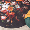 Rond bloemen vloerkleed - Florine Zwart Oranje