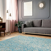 Leren patchwork vloerkleed - Filz 100 Turquoise/Goud