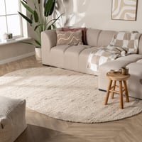 Ovaal wollen vloerkleed - Feline Wit/Gemeleerd