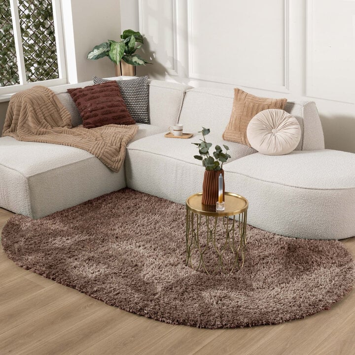 Ovaal Shaggy vloerkleed - Blaze Taupe