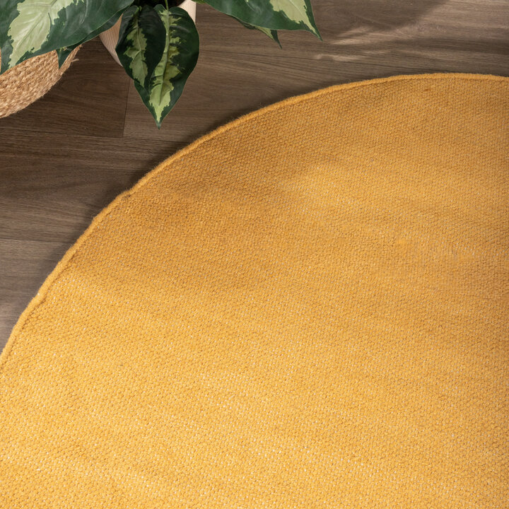Rond wollen vloerkleed - Reno Okergeel - 2