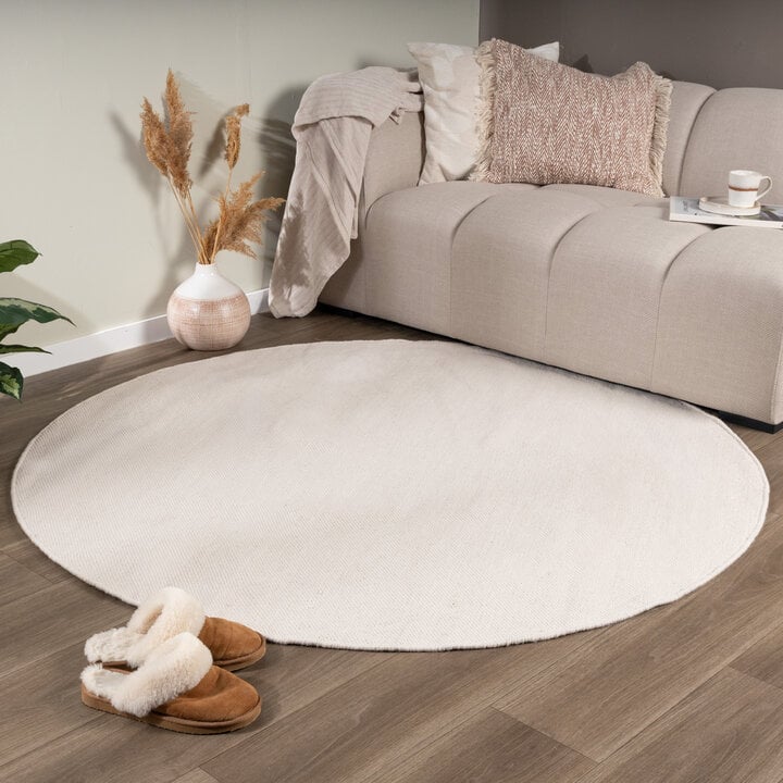 Rond wollen vloerkleed - Reno Creme