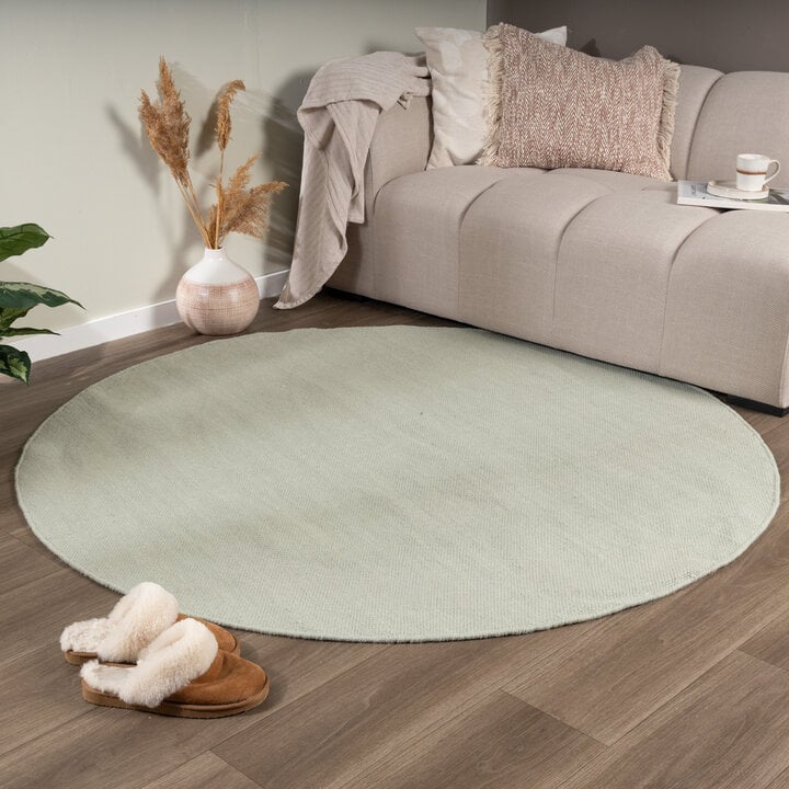 Rond wollen vloerkleed - Reno Groen